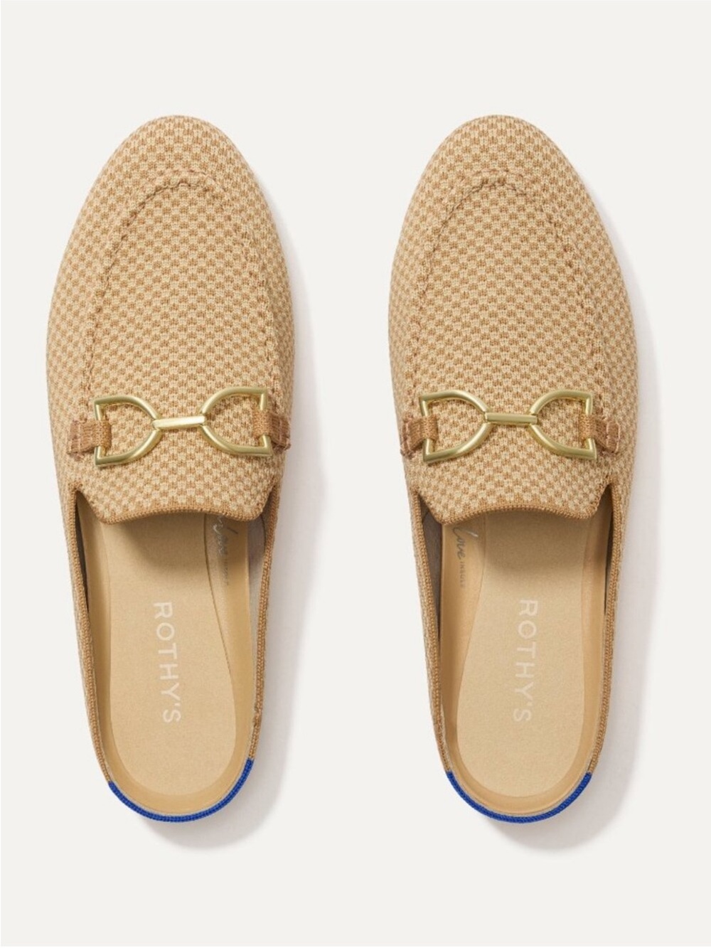 Rothy's Double Bit Loafer Tan Check Sz 9